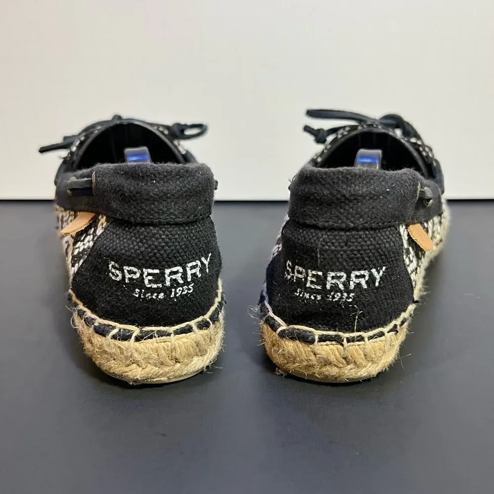 Womens SPERRY Top Sider Espadrilles Black Flat Shoes / Size 6.5 Medium